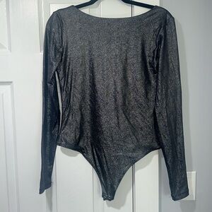 Shimmering Grey Bodysuit - Low cut Back
